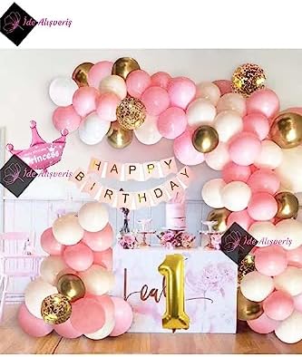 Kızlar İçin Pembe Kraliçe Taçlı LÜKS 1 Yaş Doğum Günü Parti Süsü İYİKİ DOĞDUN bmcNM861
