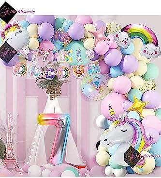 Alternative view of 7 Yaş Karakterli Temalı Iyi Ki Doğdun Makaron Balon Doğum Günü Parti Kutlama Seti bmcNM348