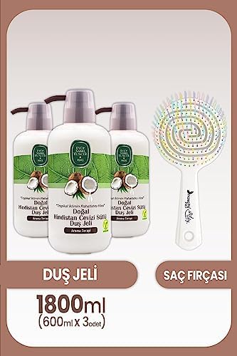 Alternative view of Hindistan Cevizli Duş Jeli 600 ml x 3 Adet ve Saç Fırçası