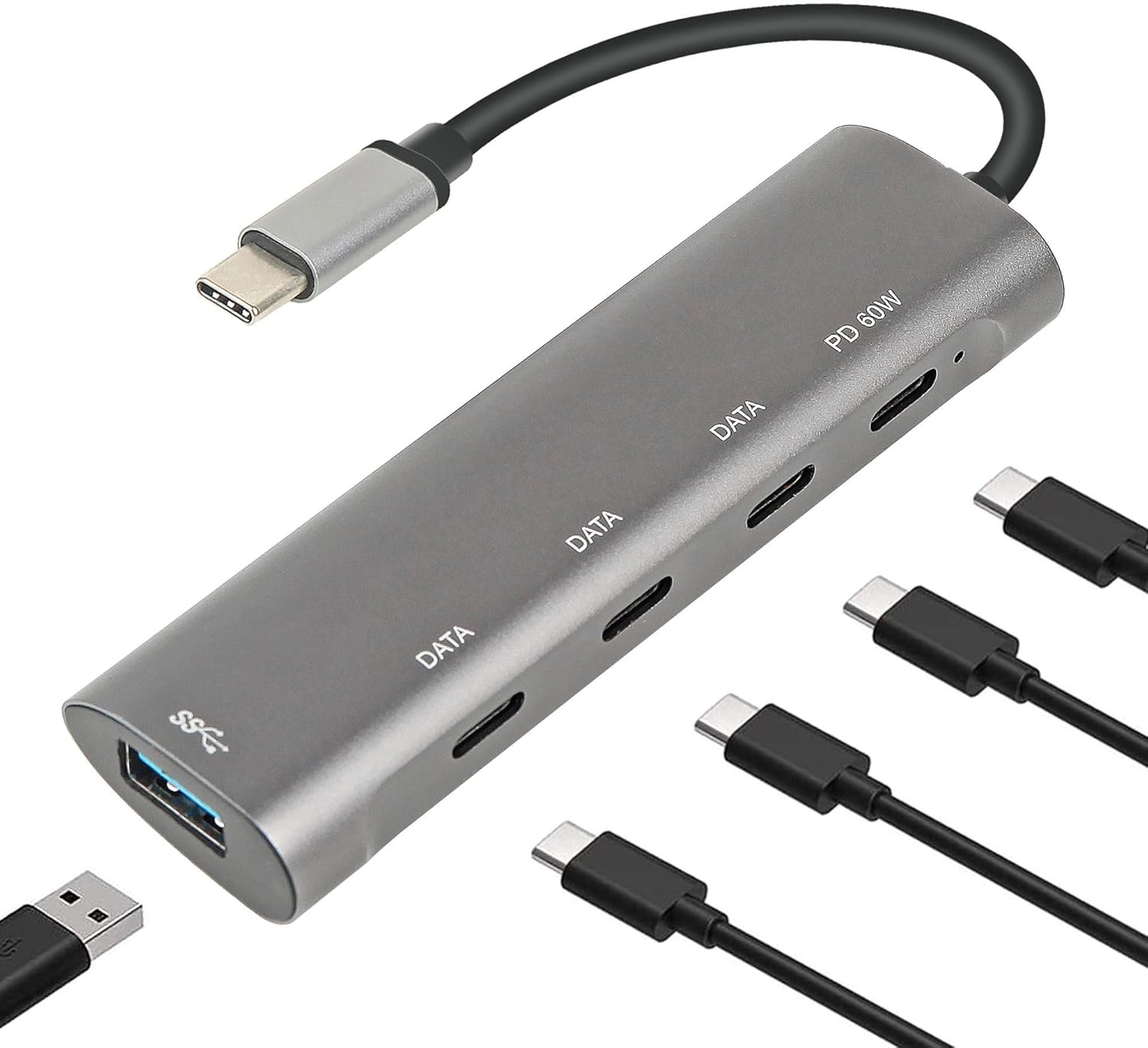 Alternative view of Şarj Uyumlu Type-C Destekli 60W Pd Tüm Bilgisayarlar İçin Şarj Uyumlu 5 in 1 Hub Dönüştürücü Çevirici Çoklayıcı USB Typec Girişli C268