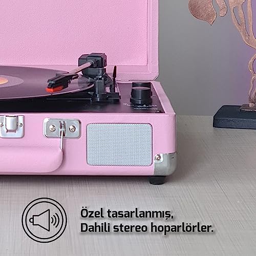 Alternative view of ST14012 Retro Pikap - Pembe - Bluetooth ve Şarj Özellikli - Tüm Plakları Çalabilme