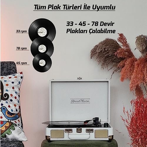 ST14012 Retro Pikap - Kum Beyazı - Bluetooth ve Şarj Özellikli - Tüm Plakları Çalabilme