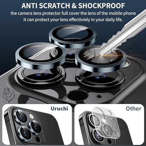 Alternative view of 14 Pro / 14 Pro Max / 15 Pro / 15 Pro Max SAFİR PREMIUM Kamera Lens Koruyucu, [Orijinal Tasarım] Çizilmez 9H Temperli Cam Kamera Ekran Koruyucu, Metal Lens, Siyah