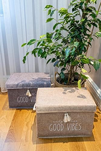 Pazar Kapısı Keçe Çok Amaçlı Kapaklı Düzenleyici Kutu 35 x 24 x 24 Cm (Mini, Bej)