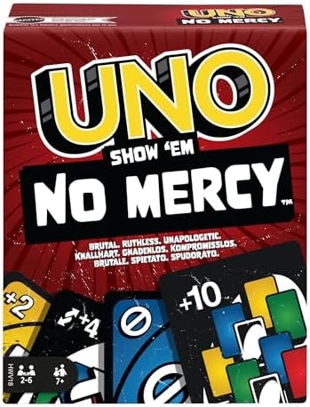 Mattel Games UNO No Mercy Kartlar Çocuklara, yetişkinlere, aileyle bir araya gelinen akşamlara, partilere ve seyahatlere yönelik UNO No Mercy Kart Oyunu HWV18