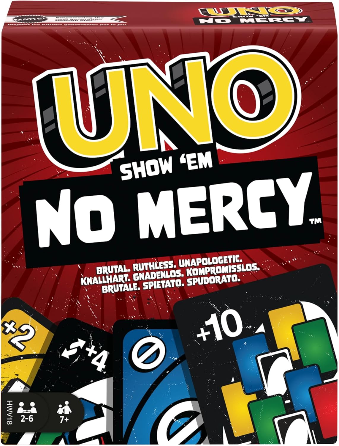 Alternative view of Mattel Games UNO No Mercy Kartlar Çocuklara, yetişkinlere, aileyle bir araya gelinen akşamlara, partilere ve seyahatlere yönelik UNO No Mercy Kart Oyunu HWV18