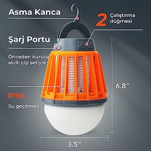 Alternative view of Bix Sivrisinek Kovucu Dış Mekan/İç Mekan Elektrikli, Micro USB Şarj Edilebilir Sivrisinek Kovucu Lamba, Taşınabilir IPX6 Su Geçirmez LED Işık Elektronik Ampul KL-01