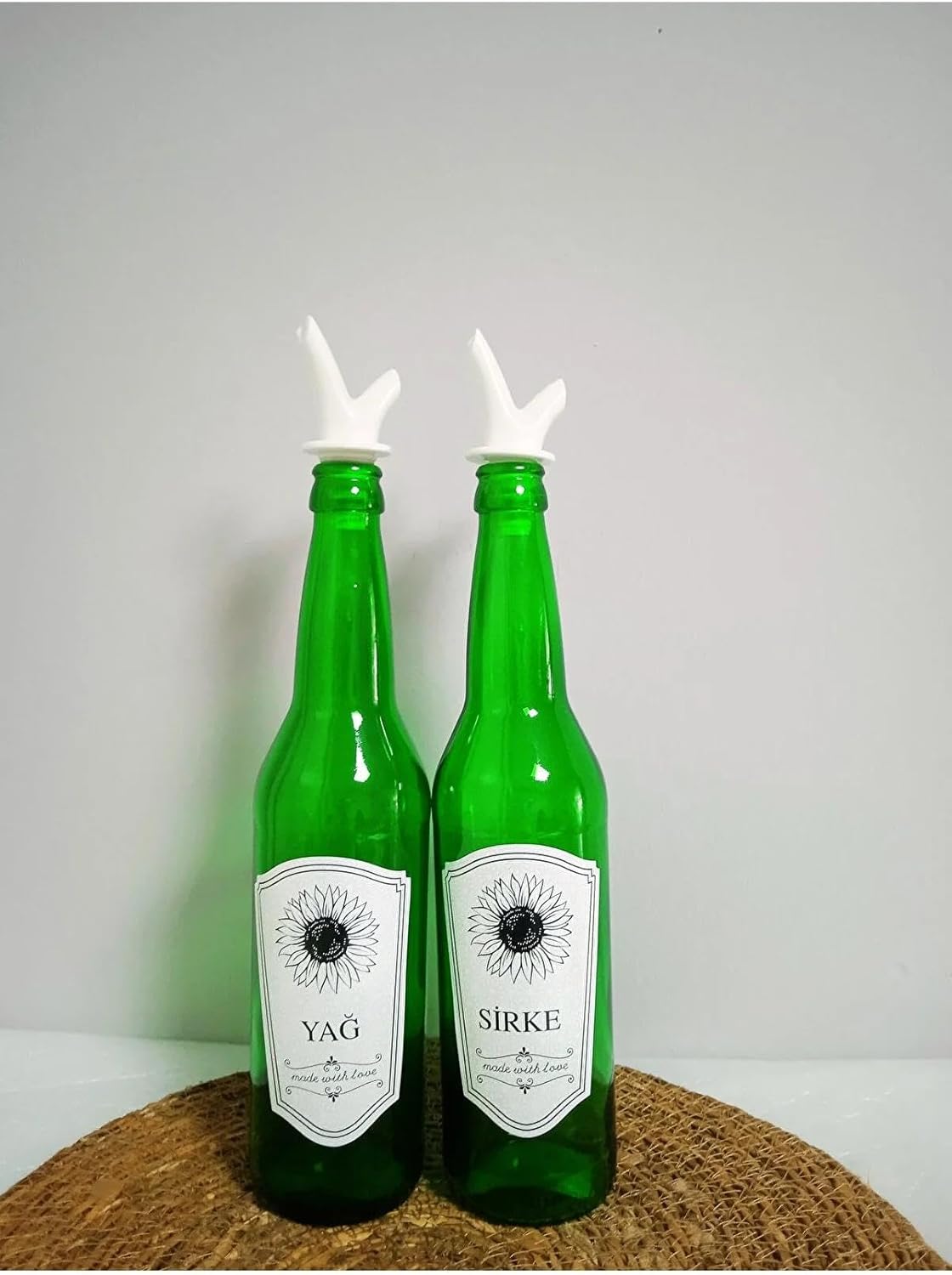 Alternative view of Yağdanlık 2 Adet Cam Şişe Yağlık Sirkelik 750 ml Yeşil Cam