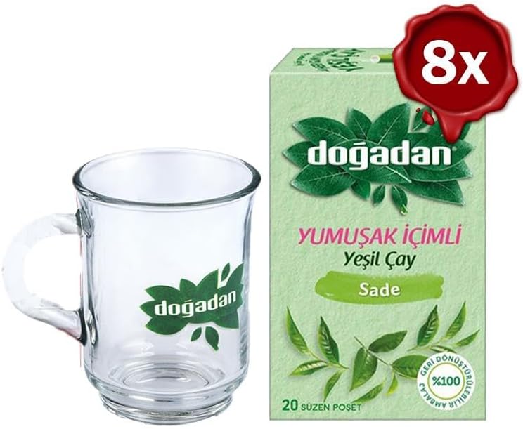 Alternative view of Doğadan Yeşil Çay Yumuşak İçimli 20'li x 8 ve Doğadan Cam Bardak Hediyeli