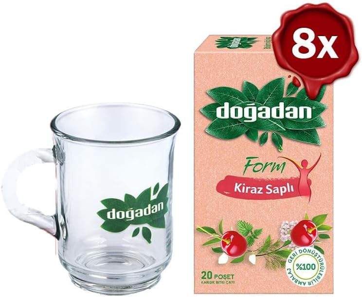 Alternative view of Form Çay Kiraz Saplı 20'li x 8 ve Doğadan Cam Bardak Hediyeli
