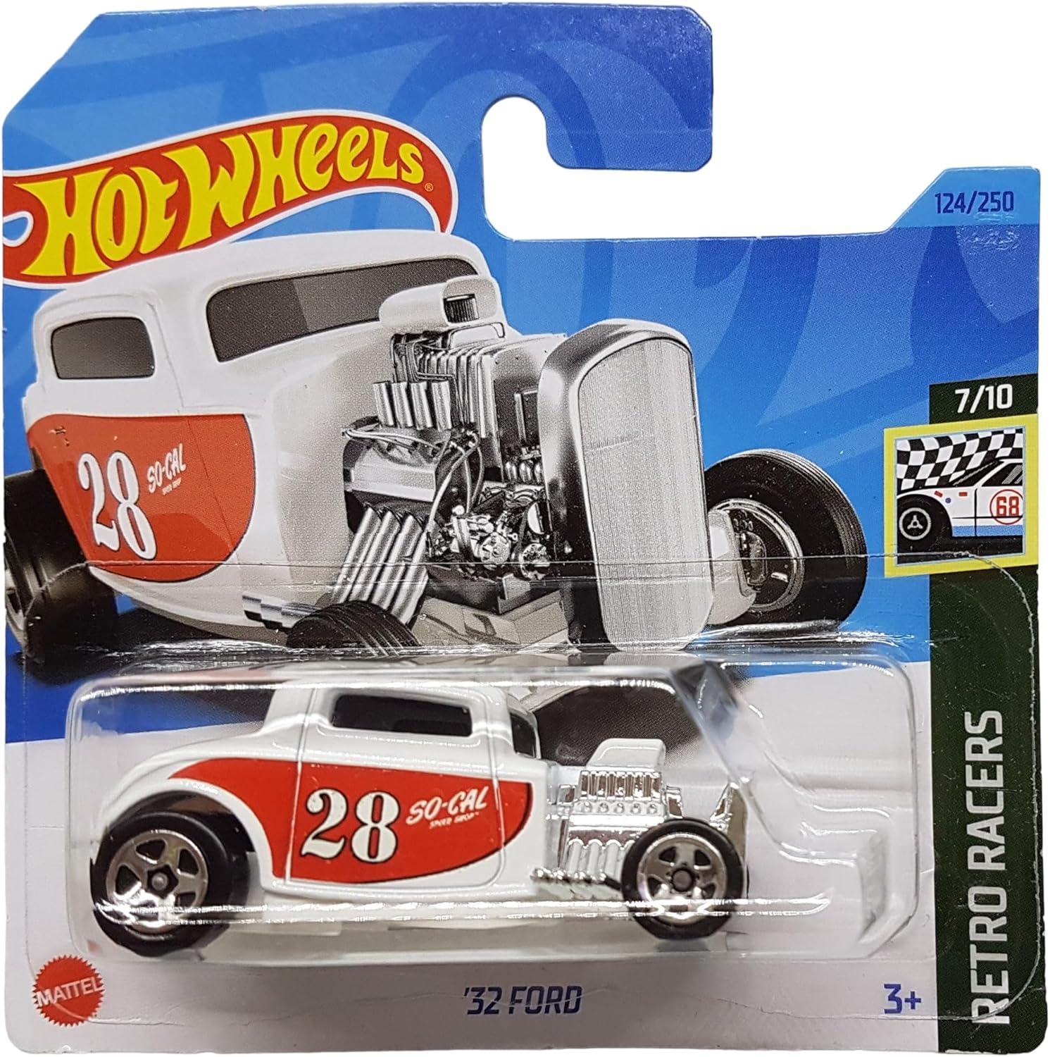 - ´32 - Retro Racers 7/10 - HKH04 - Short Card - SoCal - Beyaz - Mattel 2023