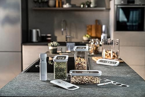 Fresh & Save Cube seti, boyut M, 5 parçalı saklama seti, 2 x küp saklama kutusu M, ölçü kaşığı, NFC etiketleri dahil
