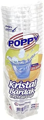 Alternative view of Poppy Şeffaf Plastik Kristal Bardak - 180 Cc. - 180 Ml. - 25 Adetlik 1 Paket