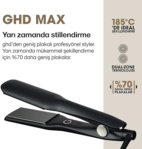 Ghd Max Geniş Plakalı Saç Düzleştirici ve Şekillendirici, Siyah
