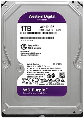 Alternative view of Digital 1TB WD Mor Gözetim Dahili Sabit Disk HDD - SATA 6 Gb/s, 64 MB Önbellek, 3.5" - WD11PURZ