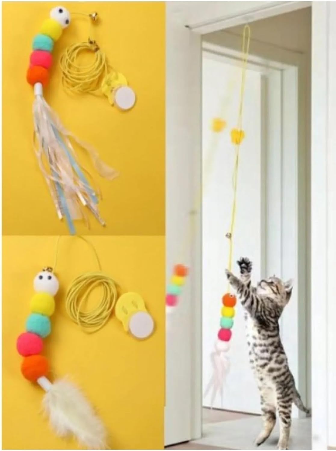 Alternative view of Tineke Elastik Kendinden Yapışkanlı Renkli Kedi Oyun Oltası Kedi Oyuncağı Yapışkanlı Olta Eğitim Oyuncağı