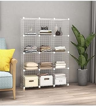 Alternative view of 12 Bölmeli Beyaz Renk Metal Tel Portatif Organizer Oyuncak Dolabı Kitaplık Raf Elbise Dolabı