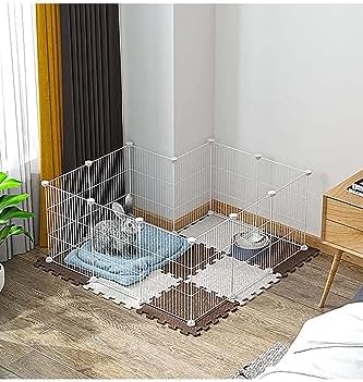 12 Panel Metal Beyaz Renk Evcil Küçük Hayvan Kedi Köpek Kuş Evi Kafesi Oyun Parkı