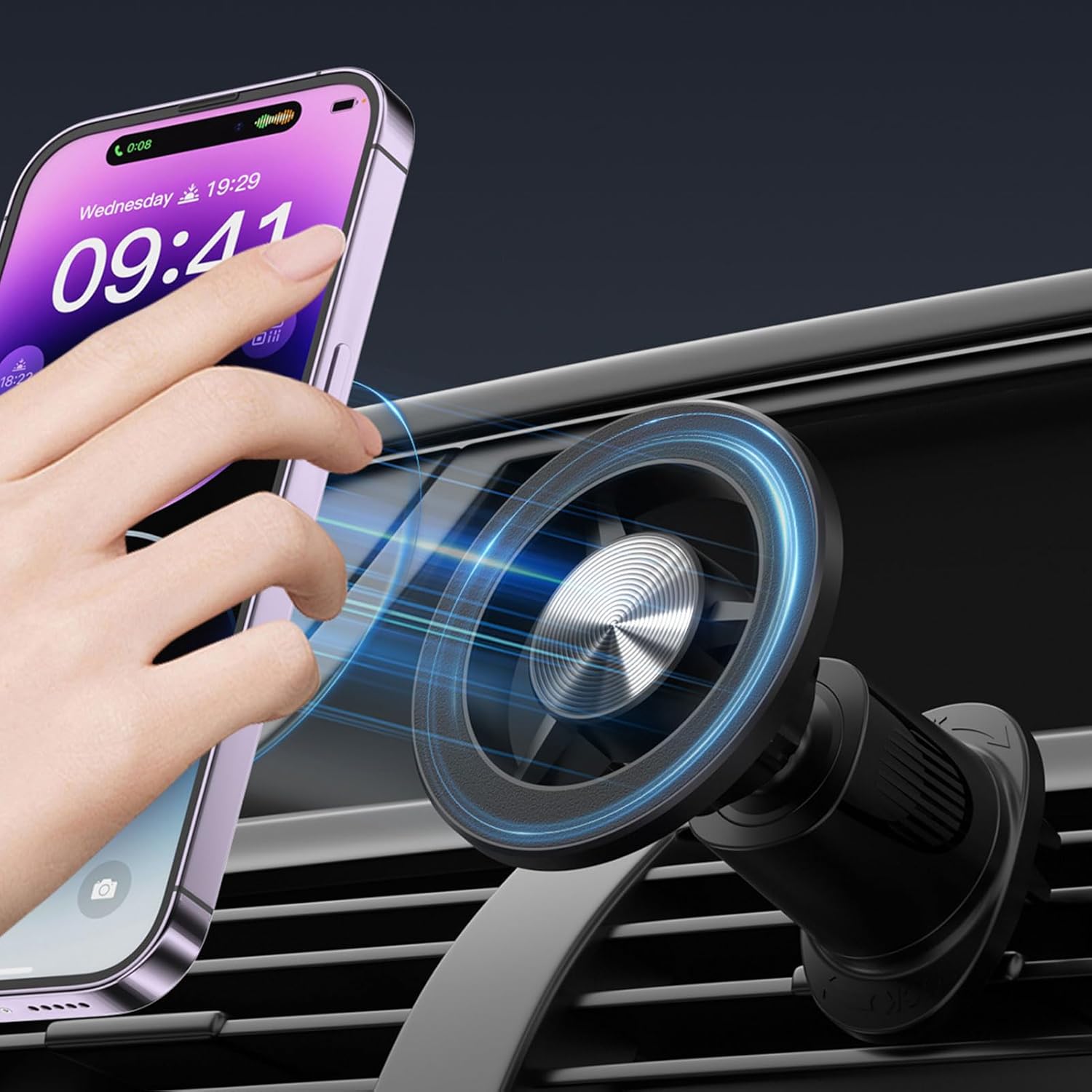 Otomobil Cep Telefonu Tutucu, Titreşim Önleyici Mag-Safe Araç Tutucu, 14/13/12 Serisi ve Tüm Akıllı Telefonlar için, Araç Tutucu, 360° Dönebilir, Mıknatıslı Cep Telefonu Tutucu, Araç