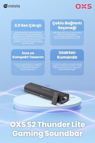 Alternative view of Oxs Thunder Lite PC Oyun Soundbar | Sanal Surround | 2.0 | HDMI/AUX/Optik | Bluetooth 5.0