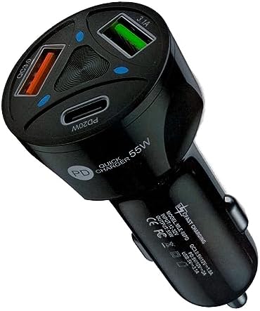 Alternative view of BN72 55W Araç İçi Çakmaklık Hızlı Şarj Aleti PD Charger 2 USB 1 Type-C Çıkış