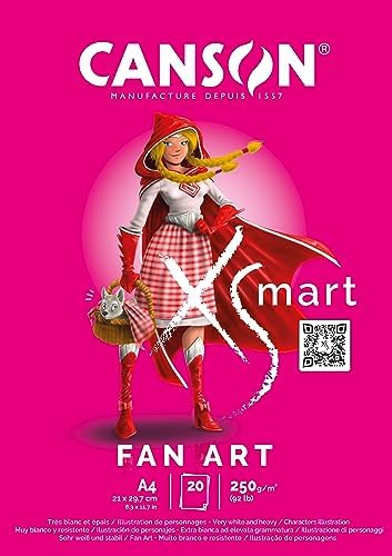 Alternative view of CANSON Xsmart FanArt, çizim kağıdı, beyaz, düz, 250 g/m², uzun sayfa, A4-21 x 29,7 cm, beyaz, 20 yaprak, renkli