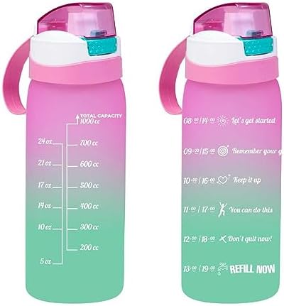 Alternative view of 161646-161 Su Şişesi - Motivasyon Su Matarası - Plastik Renkli Suluk Pembe 1lt