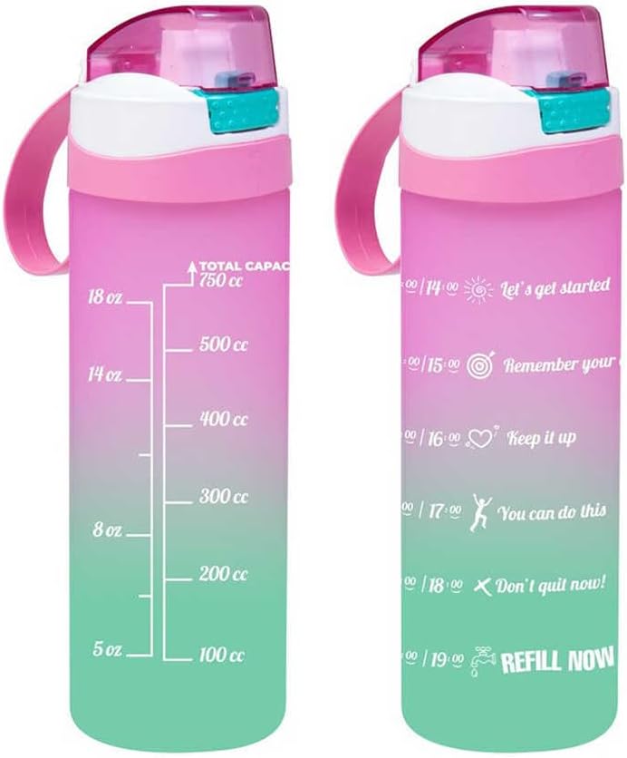 Alternative view of 161670-161 Su Şişesi - Motivasyon Su Matarası - Plastik Renkli Suluk Pembe 750cc