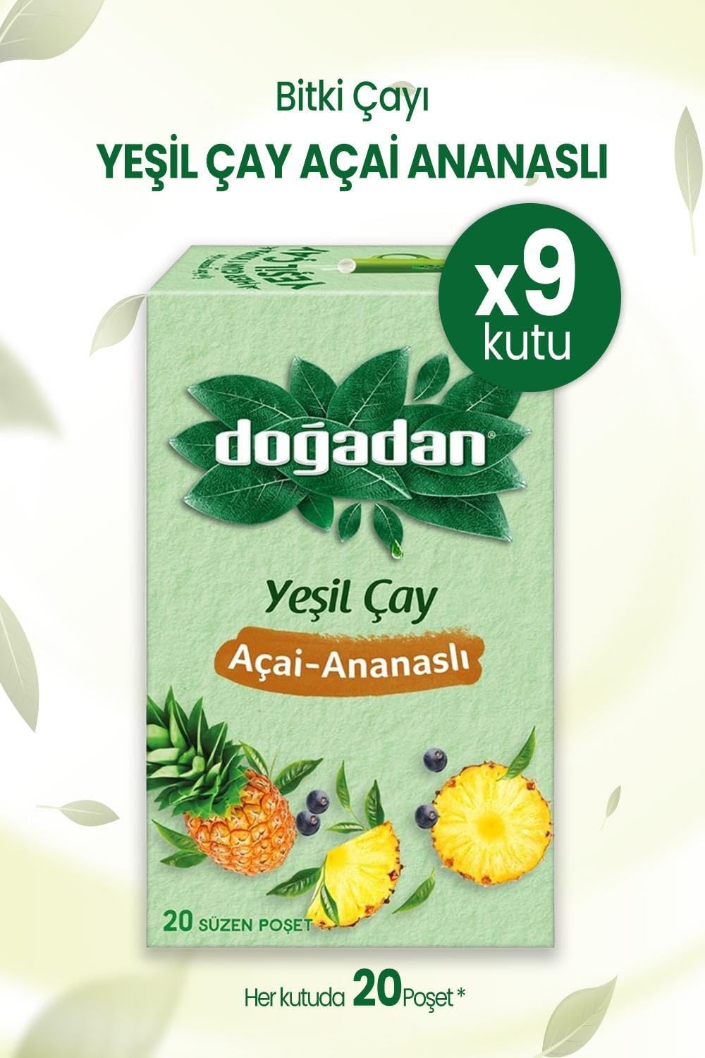 Yeşil Çay Açai Ananaslı Bardak Poşet Çay x 9 Adet