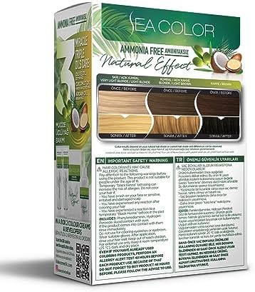 SEA COLOR Amonyaksız, Vegan, Doğal, Besleyici Kalıcı Saç Boyası%100 Beyaz Kapama (1 PAKET 2 x 50 ml Boya & OKSİDAN) (Fındık Kabuğu 7.3)