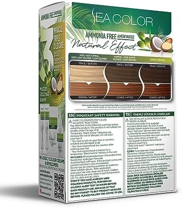 SEA COLOR Amonyaksız, Vegan, Doğal, Besleyici Kalıcı Saç Boyası%100 Beyaz Kapama (1 PAKET 2 x 50 ml Boya & OKSİDAN) (Koyu Karamel 7.7)