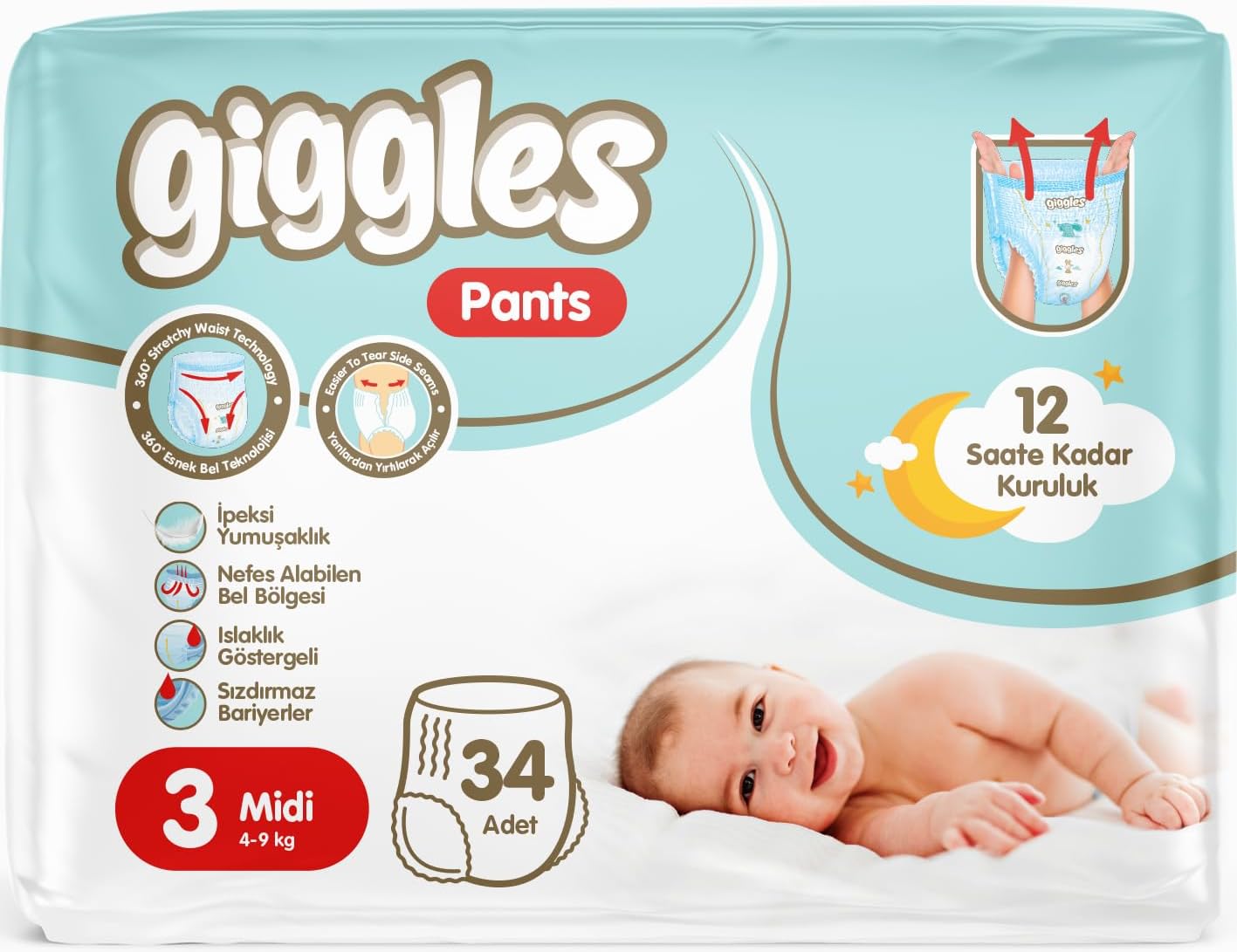 Alternative view of Giggles Baby Pants 3 Numara Midi 1 Paket 34 Adet