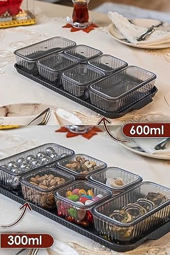 Ensa 13 Parça 6 Bölmeli Kapaklı Tepsili Kahvaltılık Seti/Saklama Kabı Akrilik lükskahvaltılık Tek Ebat