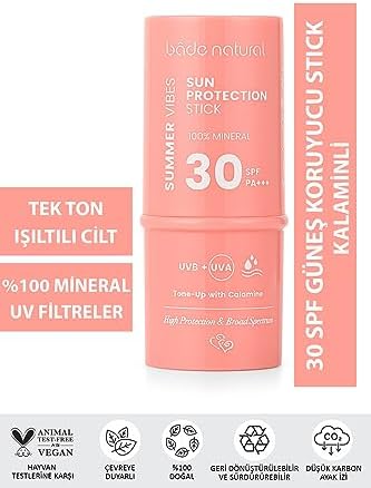 Bade Natural Pembe Güneş Koruyucu Stick 30 SPF Kalamin İçerikli