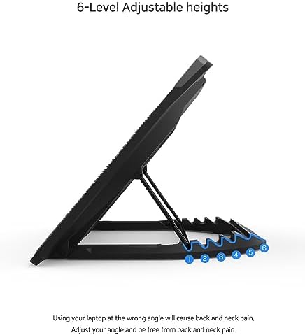 Zalman NS3000 Dizüstü Bilgisayar Soğutucu Pedi, 17 inç'e kadar Oyun Dizüstü Bilgisayarı için Yüksek Performanslı Soğutma Standı, Ayarlanabilir Yükseklikler (6 Seviyeli), USB Powered w/USB-C Hub,