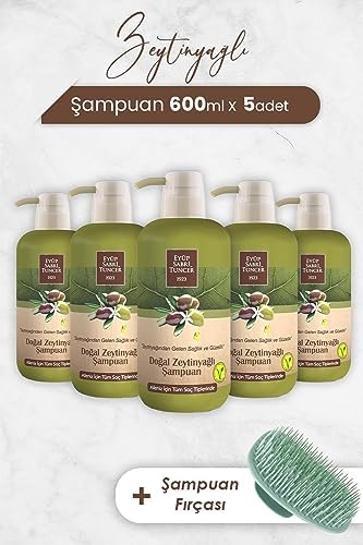 Zeytinyağlı Şampuan 600 ml x 5 Adet ve Şampuan Fırçası
