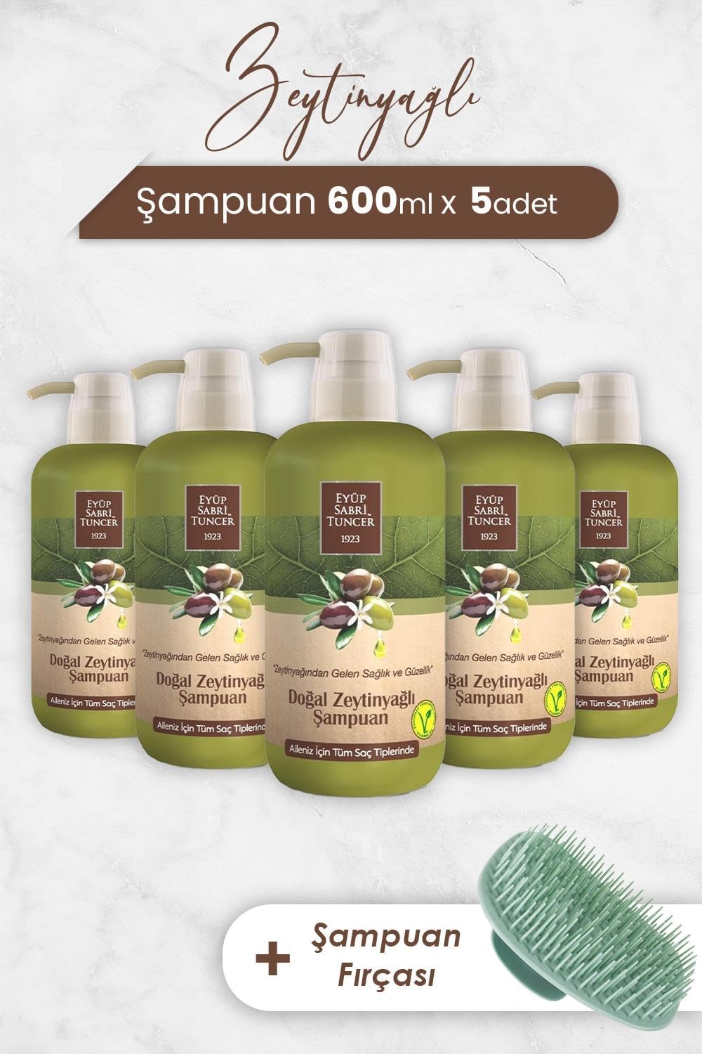 Alternative view of Zeytinyağlı Şampuan 600 ml x 5 Adet ve Şampuan Fırçası