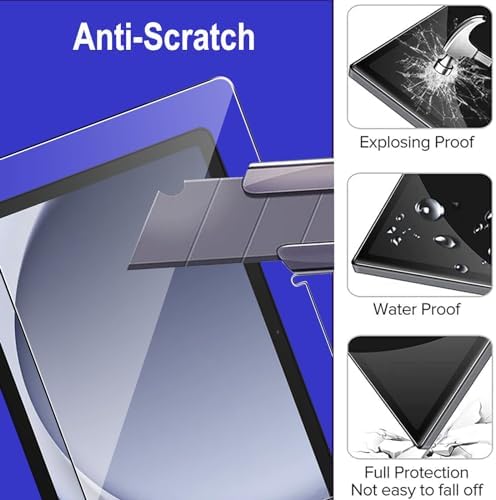 KZIOACSH Galaxy Tab A11+/A11 Plus/Tab A9+/Tab A9 Plus için Ekran Koruyucu, 2'li Paket HD Temperli Cam Ekran Koruyucu Kapak HD Şeffaf Yüksek Sertlik Çizilmez Parmak İzi Önleyici Ekran Filmi