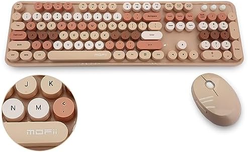 Mofii Kablosuz Klavye Ve Mouse Set 104 Tuşlu Pc Notebook Uyumlu Klayve ve Fare 136mm x 445mm ZR513 (Kahverengi)