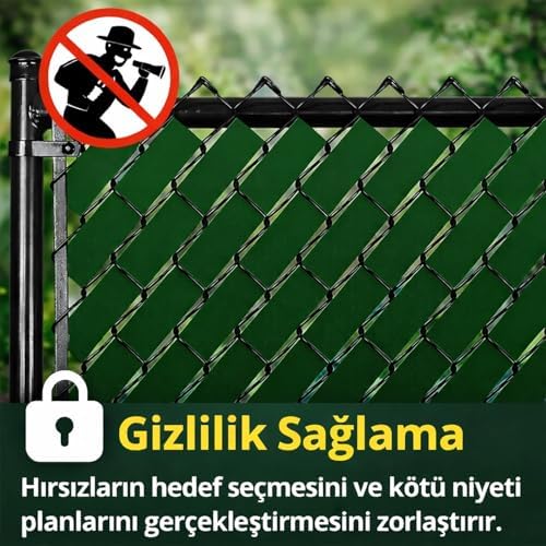 Örgü Tel Koruma Kapatma Gizlilik Bantları Pvc Çit Şeridi (50 Metre) (5cm Yeşil)