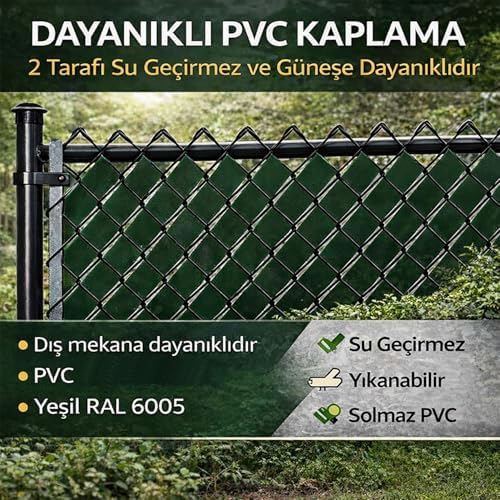 Alternative view of Örgü Tel Koruma Kapatma Gizlilik Bantları Pvc Çit Şeridi (50 Metre) (5cm Yeşil)