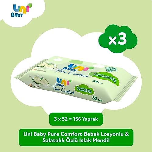 Alternative view of Uni Baby Pure Bebek Losyonlu ve Salatalık Özlü 3x52, Islak Mendil