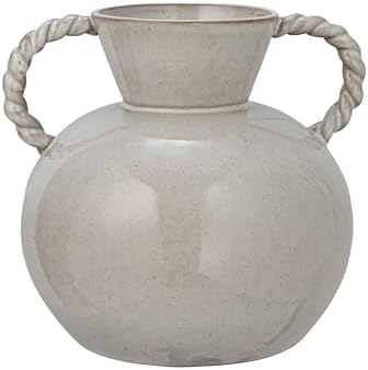 Alternative view of 9.25 inç Taş Bükülmüş Kulplar ve Reaktif Sır, Krem Renkli Vazo