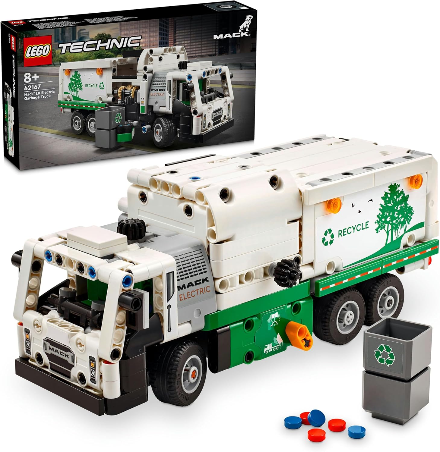 Alternative view of LR Electric Çöp Kamyonu 42167-8 Yaş ve Üzeri Çocuklar için Geri Dönüşüm Temalı Koleksiyonluk Yaratıcı Oyuncak Model Yapım Seti, Doğum Günü Hediyesi Fikri (503 Parça)