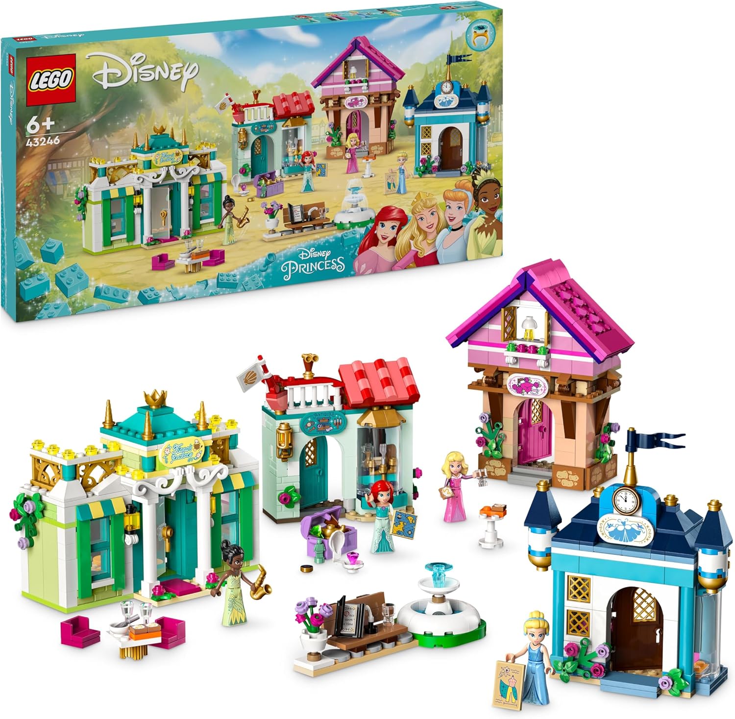 ǀ: Prensesi Pazar Macerası 43246-6 Yaş ve Üzeri Çocuklar için Tiana,, Sindirella ve Ariel Minifigürü İçeren Yaratıcı Oyuncak Yapım Seti (817 Parça)