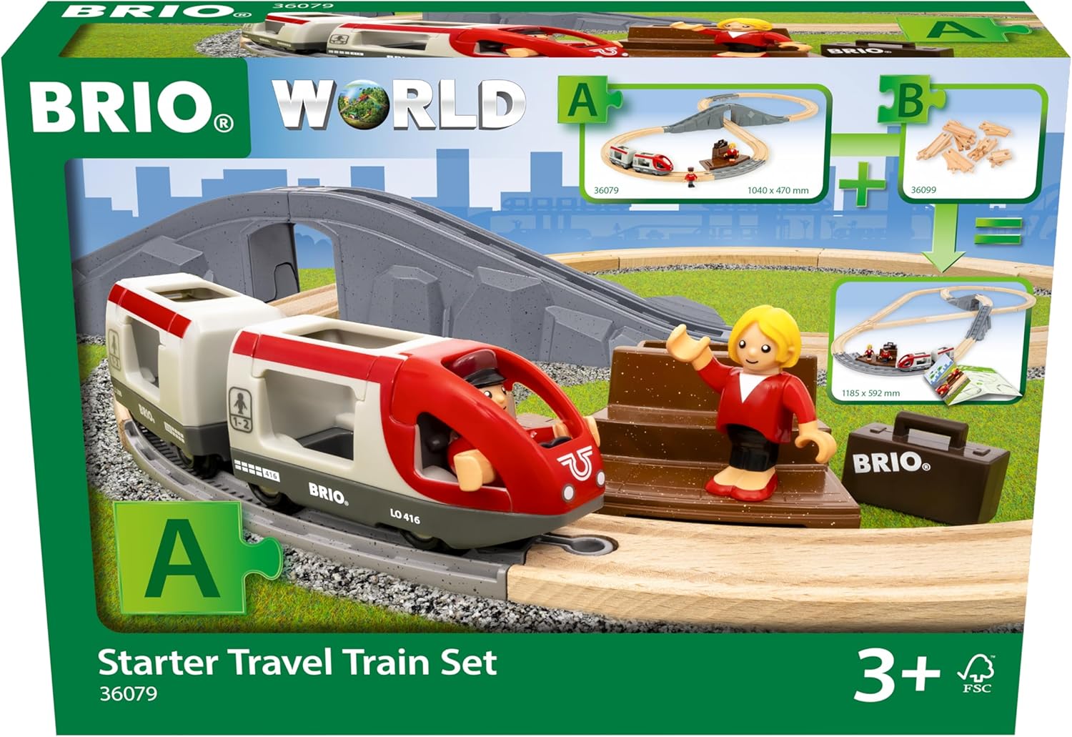 World – 36079 Starter Seyahat Tren Seti | 3 yaş üzeri çocuklar için 22 parçalı ahşap oyuncak tren seti