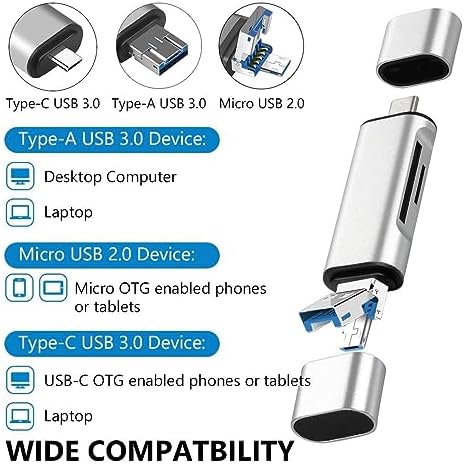 4858 Type C Usb Kart Okuyucu Micro Sd Card Reader Çevirici Dönüştürücü Adaptör