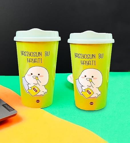 Alternative view of 2'Li Yaşıyosun Bu Hayatı Tasarımlı Plastik Kahve Bardağı