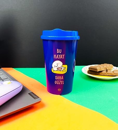 2'Li Bu Hayat Sana Güzel Tasarımlı Plastik Kahve Bardağı