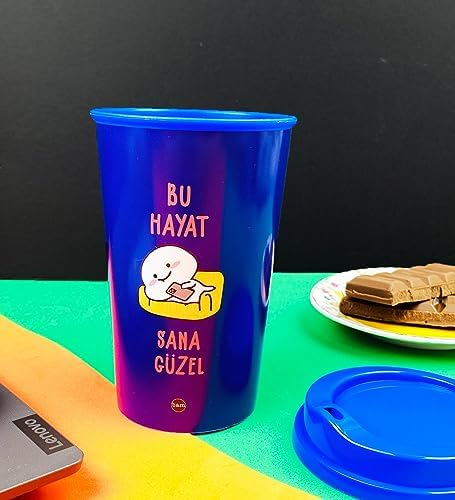Alternative view of 2'Li Bu Hayat Sana Güzel Tasarımlı Plastik Kahve Bardağı